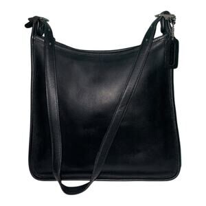 Coach Andrea Slim Black Leather Shoulder Bag Made in United States